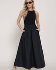 Brisa Sleeveless Piping Knit Long Dress