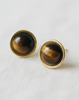 Vintage Inspired Round Tiger's Eye Studs - Cloth + Cabin