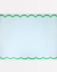 Scalloped Edge Blue Green Table Runner