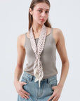 Caramel Striped Satin Silky Skinny Scarf