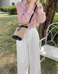 Turn Lock Flat Straw Shoulder/Crossbody Bag