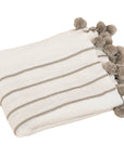 Ivory Pom pom Striped Woven 50"x60" Throw Blanket