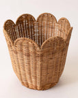 Scalloped Edge Rattan Round Basket