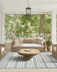 3x5 Ocean Blue Striped Indoor/Outdoor Rug
