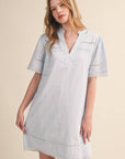 LACE TRIM SHORT SLEEVE TUNIC DRESS MDR4659 - Cloth + Cabin