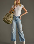 Olive & Cream Diamond Pattern Tote - Cloth + Cabin
