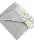 Grey Herringbone Fringed Throw Blanket