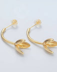 Flower Tulip Drop Stud Earrings