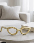 Gold Metal Abstract Cat Eye Glasses Sculpture - Cloth + Cabin