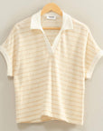 Kaylyn Striped V-Neck Collared Top - Cloth + Cabin