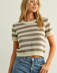 Amelie Striped Knitted Short Sleeve Top - Cloth + Cabin