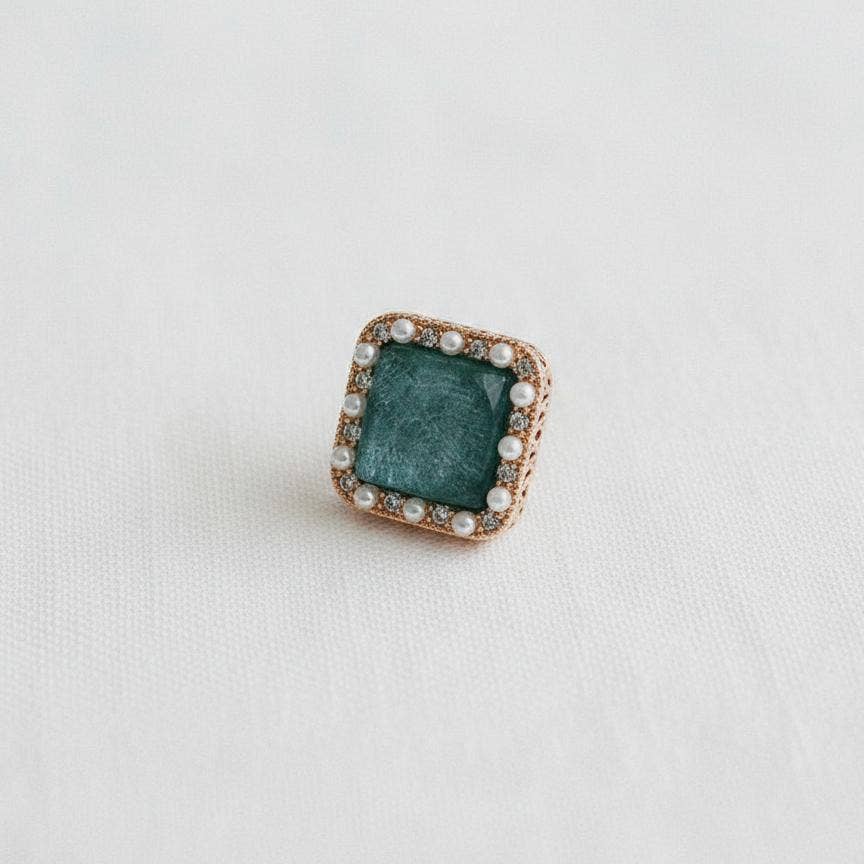 Blue Cubic Zirconia Geometric Stud Earrings - Cloth + Cabin