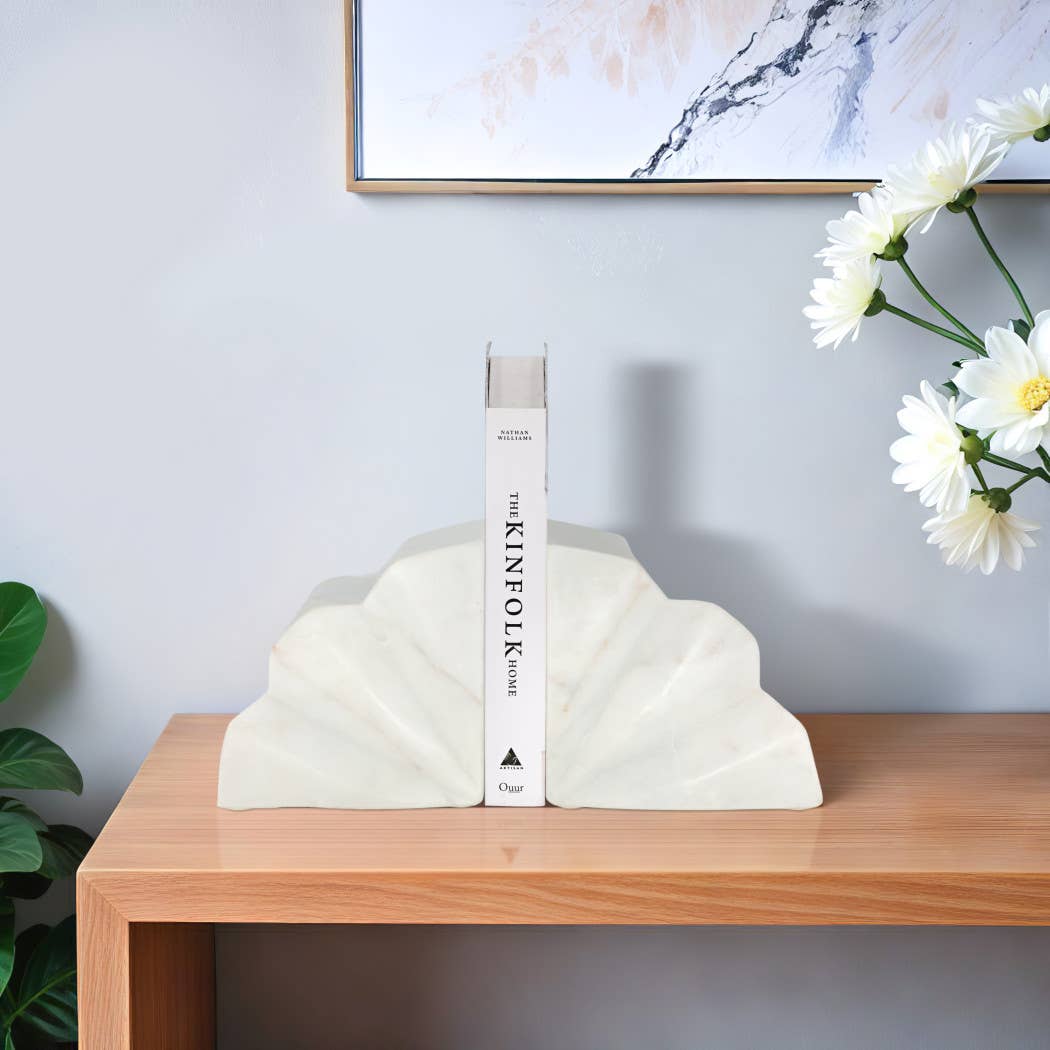 Marble Fluted Bookends / Set of 2 - Cloth + Cabin
