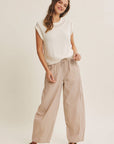 Karlie Elastic Stripe Cotton Barrel Pants - Cloth + Cabin