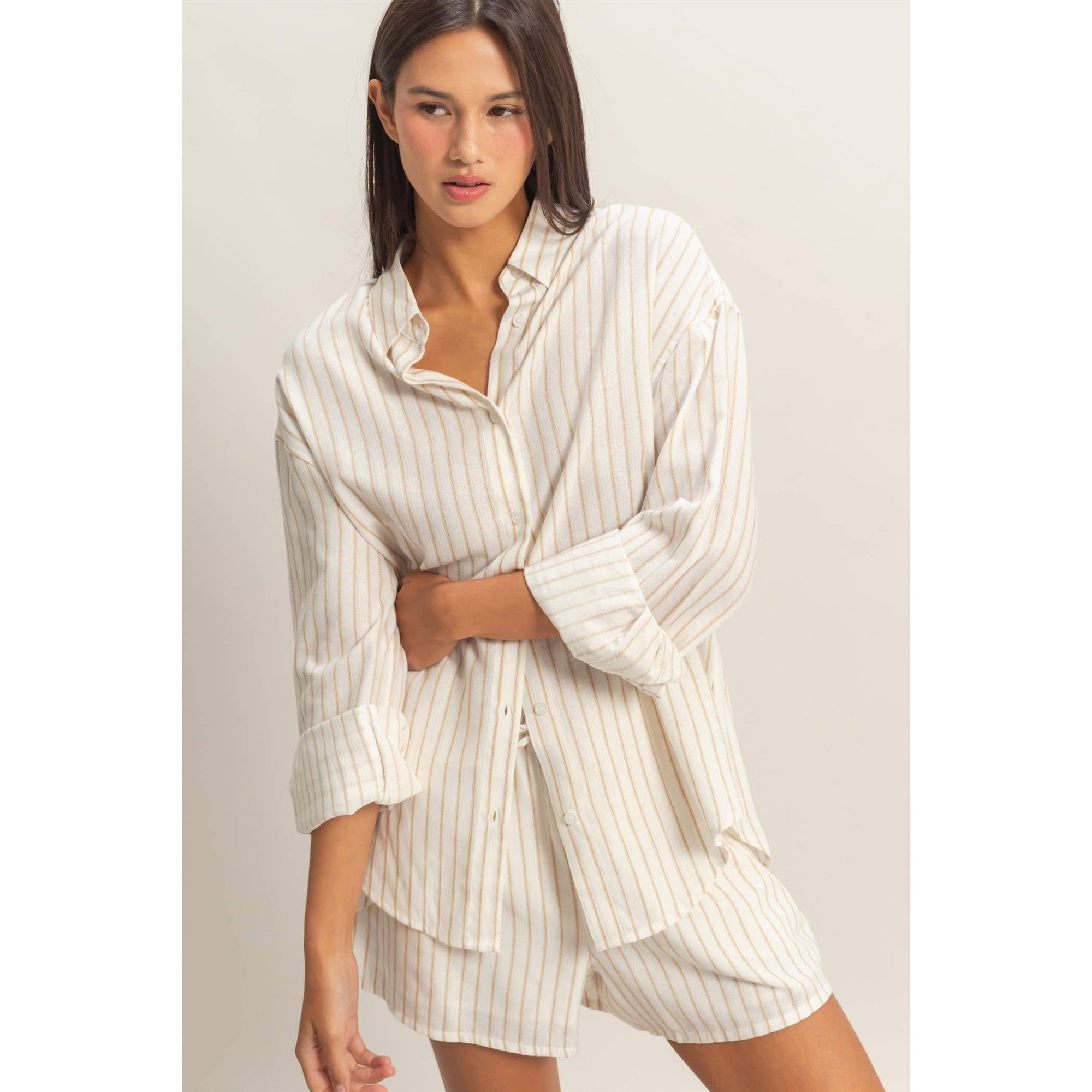 Hailee Striped Button-Up Shirt - Cloth + Cabin