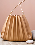 Carrie Taupe Pleated Vegan Shoulder Bag - Cloth + Cabin