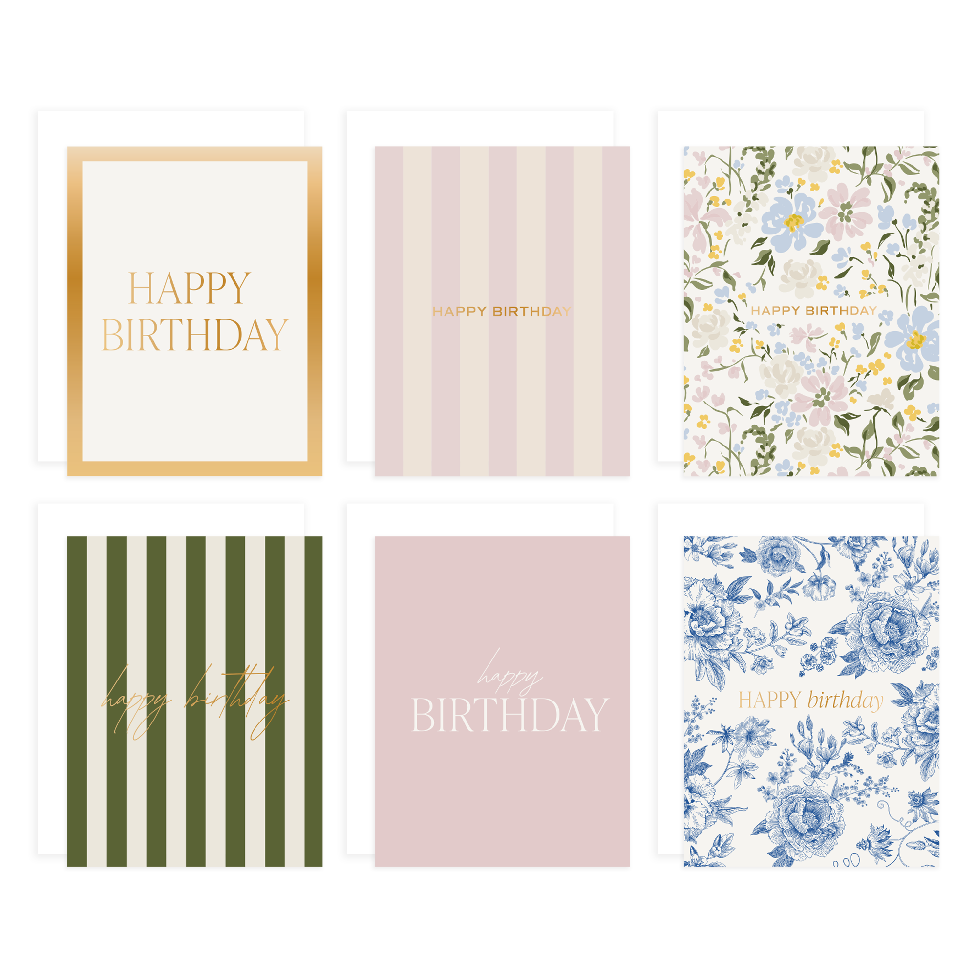 Assorted Happy Birthday Boxed Greeting Card Set - Cloth + Cabin
