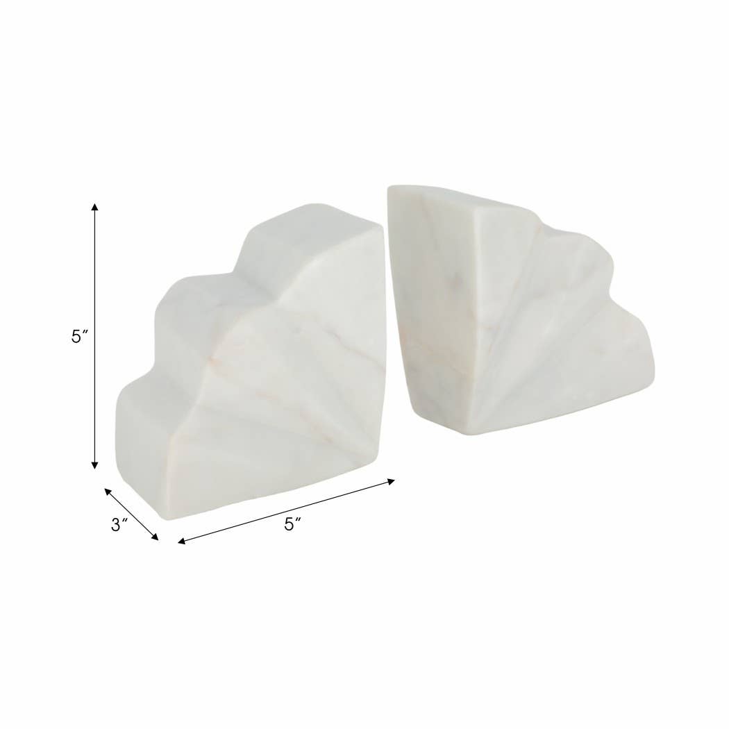 Marble Fluted Bookends / Set of 2 - Cloth + Cabin