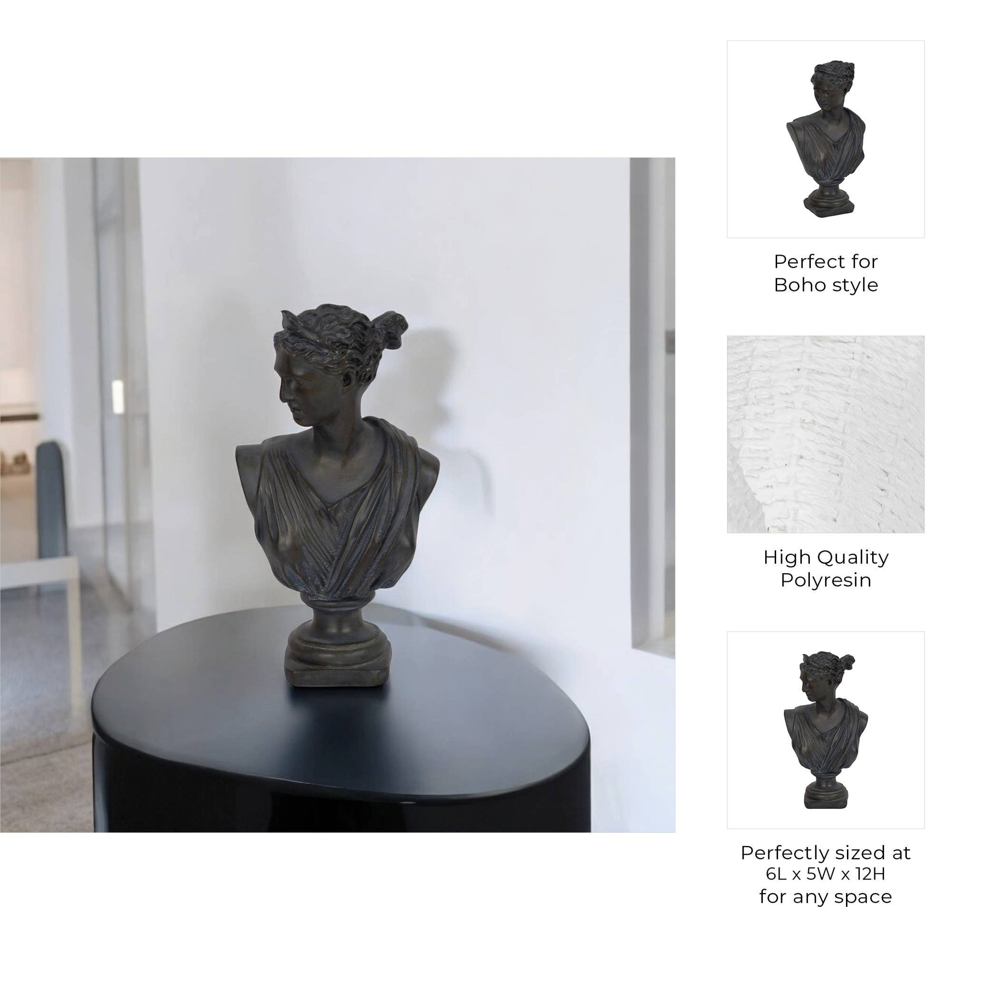 Bronze Grecian Bust Sculpture - Cloth + Cabin