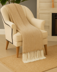 Camel Herringbone Fringed Throw Blanket