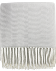 Grey Herringbone Fringed Throw Blanket