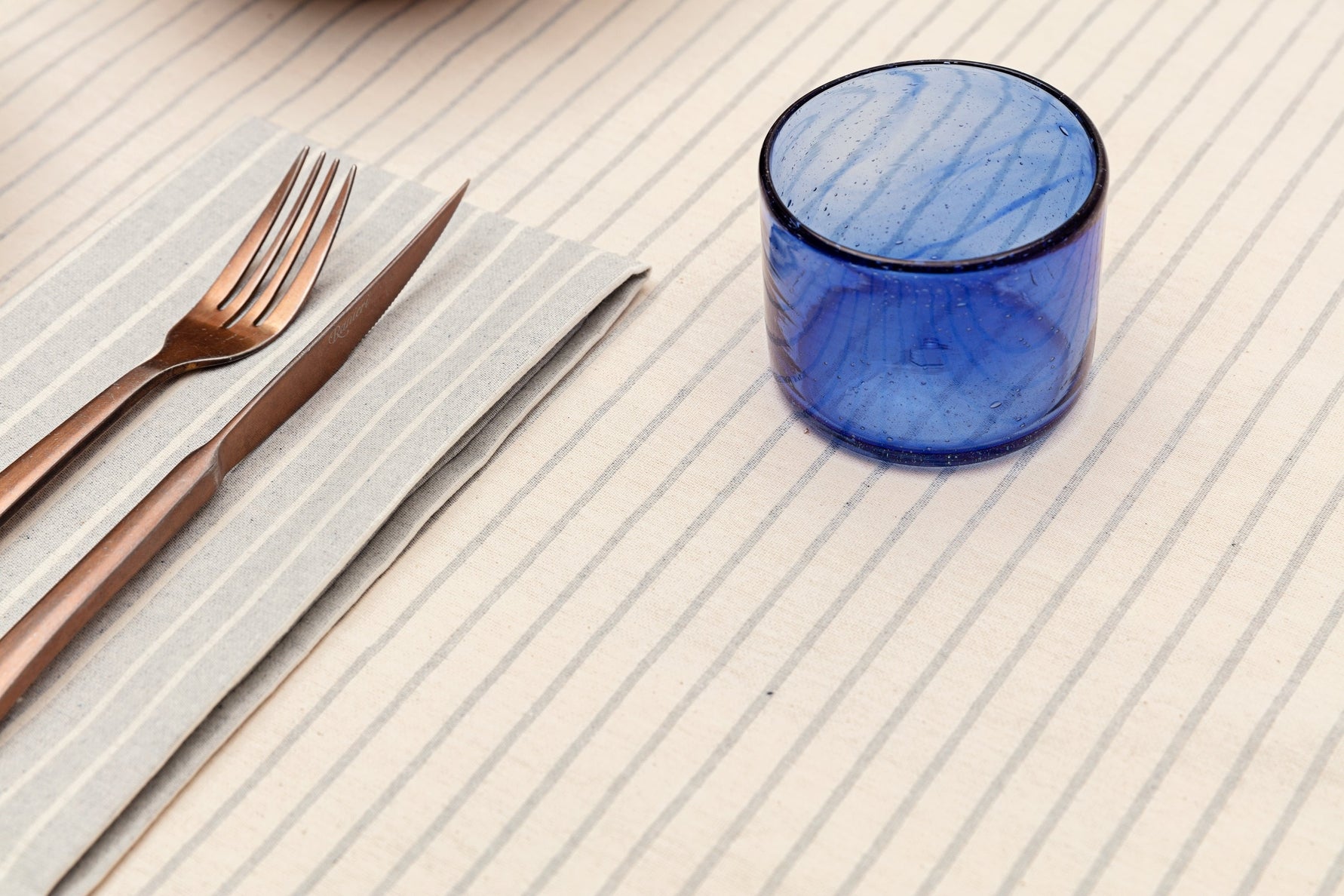 Natural Striped Tablecloth - Cloth + Cabin