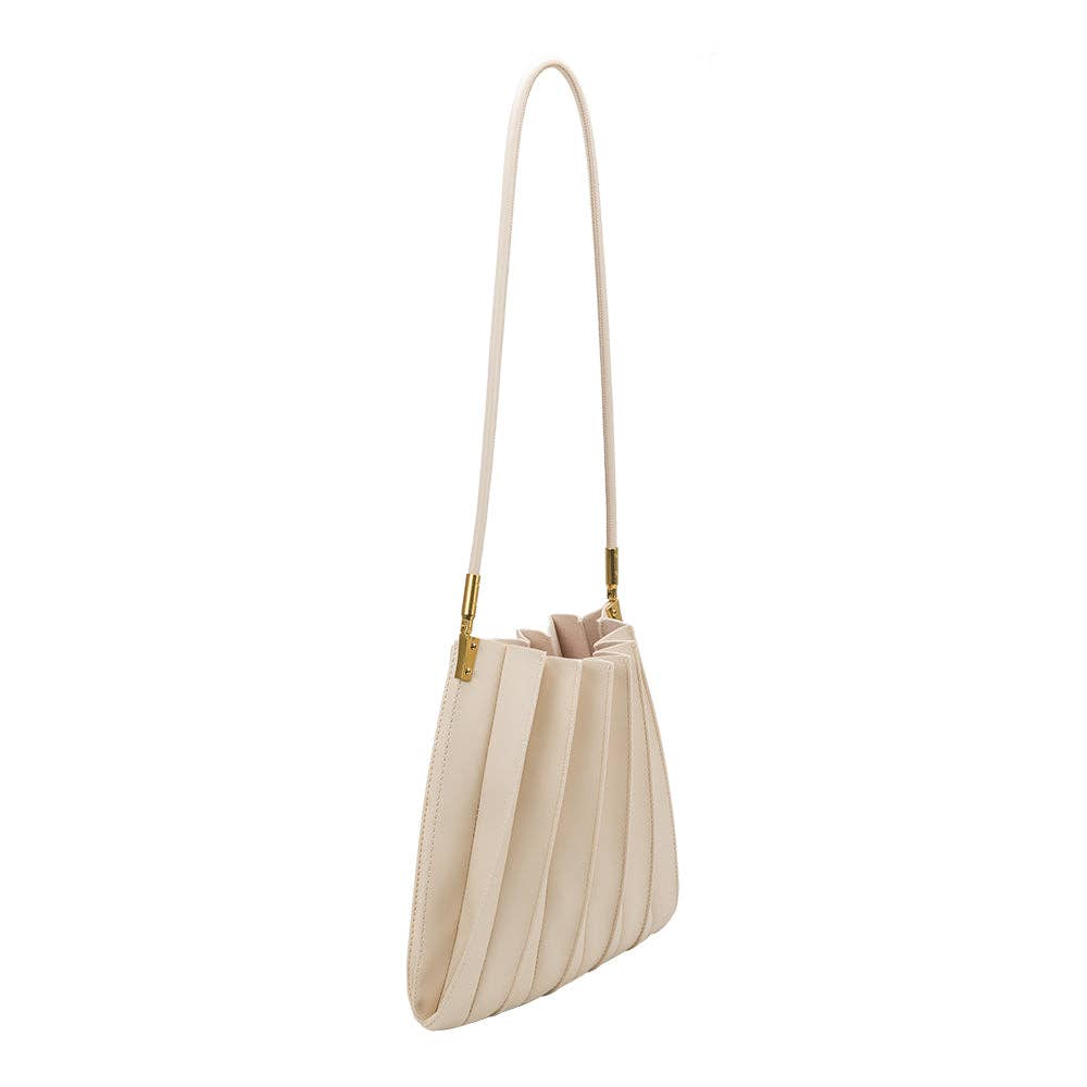 Carrie Ivory Pleated Vegan Shoulder Bag - Cloth + Cabin