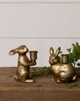 Set of Gold Bunny Tapered Candle Holders - Cloth + Cabin