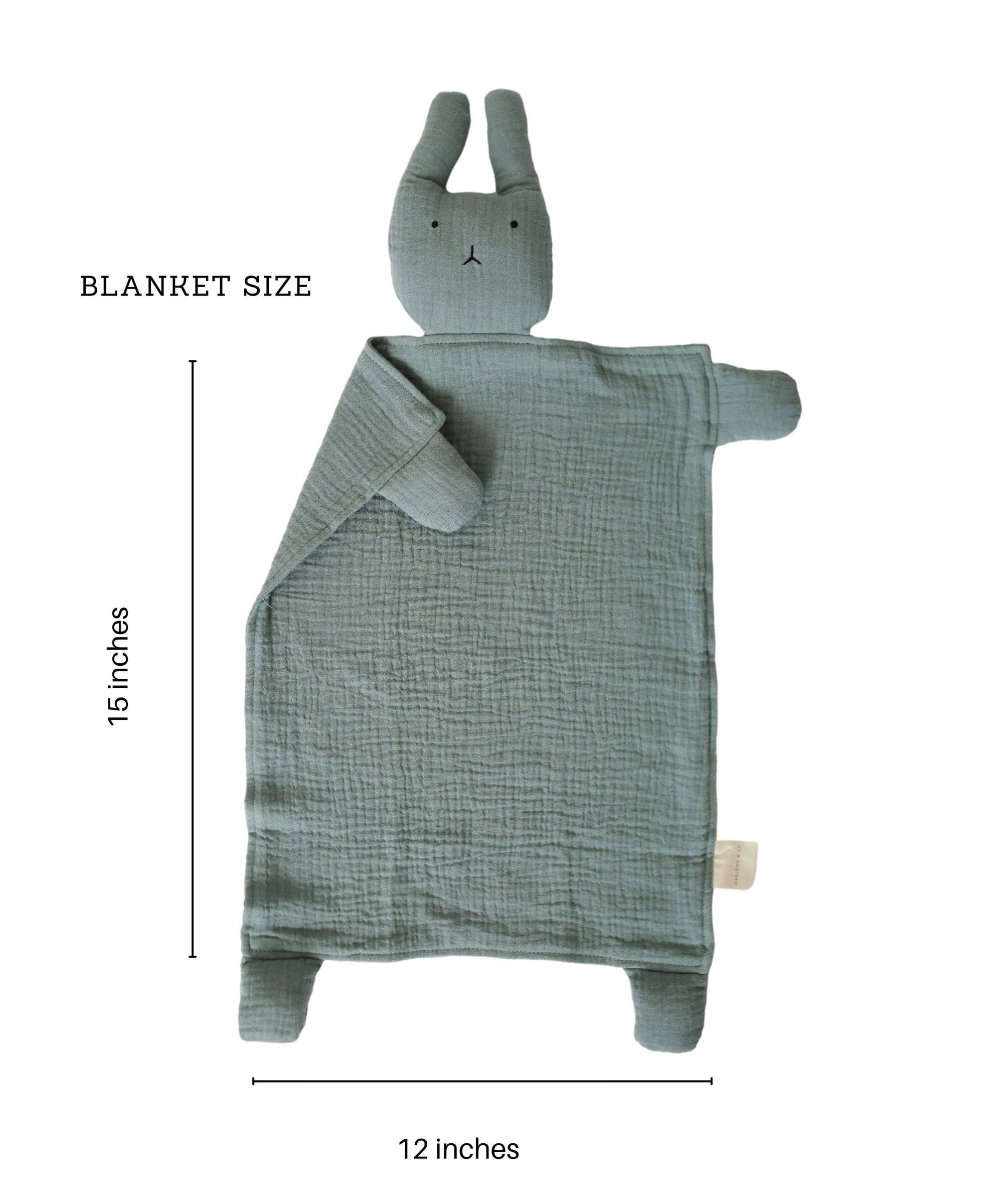 Organic Cotton Muslin Sage Bunny Lovey Blanket 