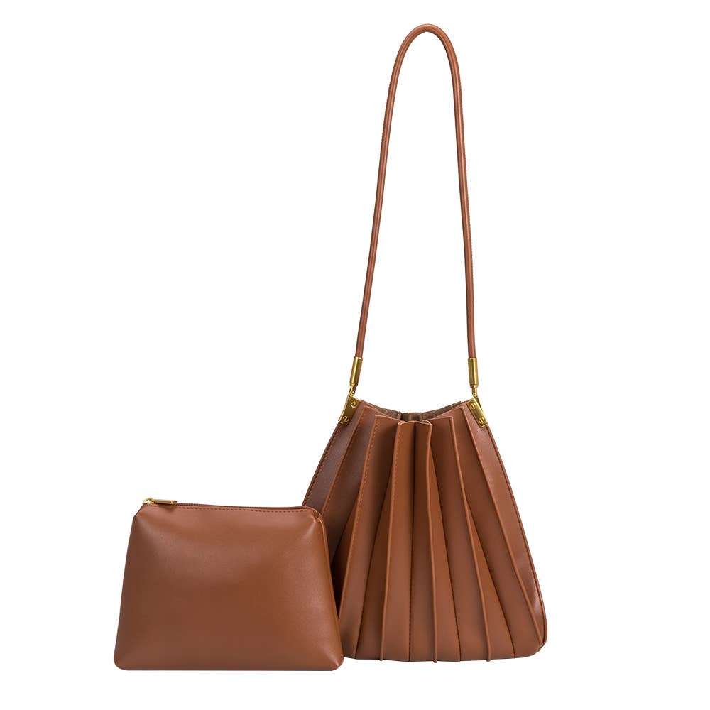 Carrie Saddle Pleated Vegan Shoulder Bag - Cloth + Cabin