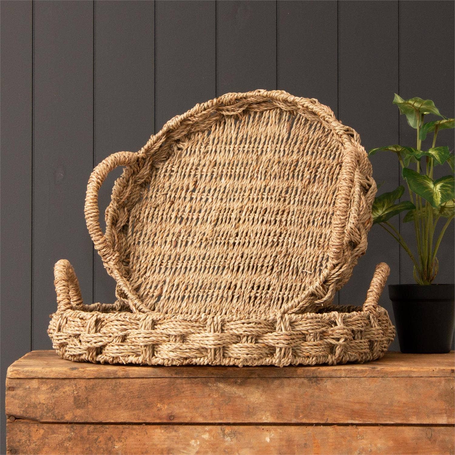 Handmade Braided Seagrass Tray - Cloth + Cabin
