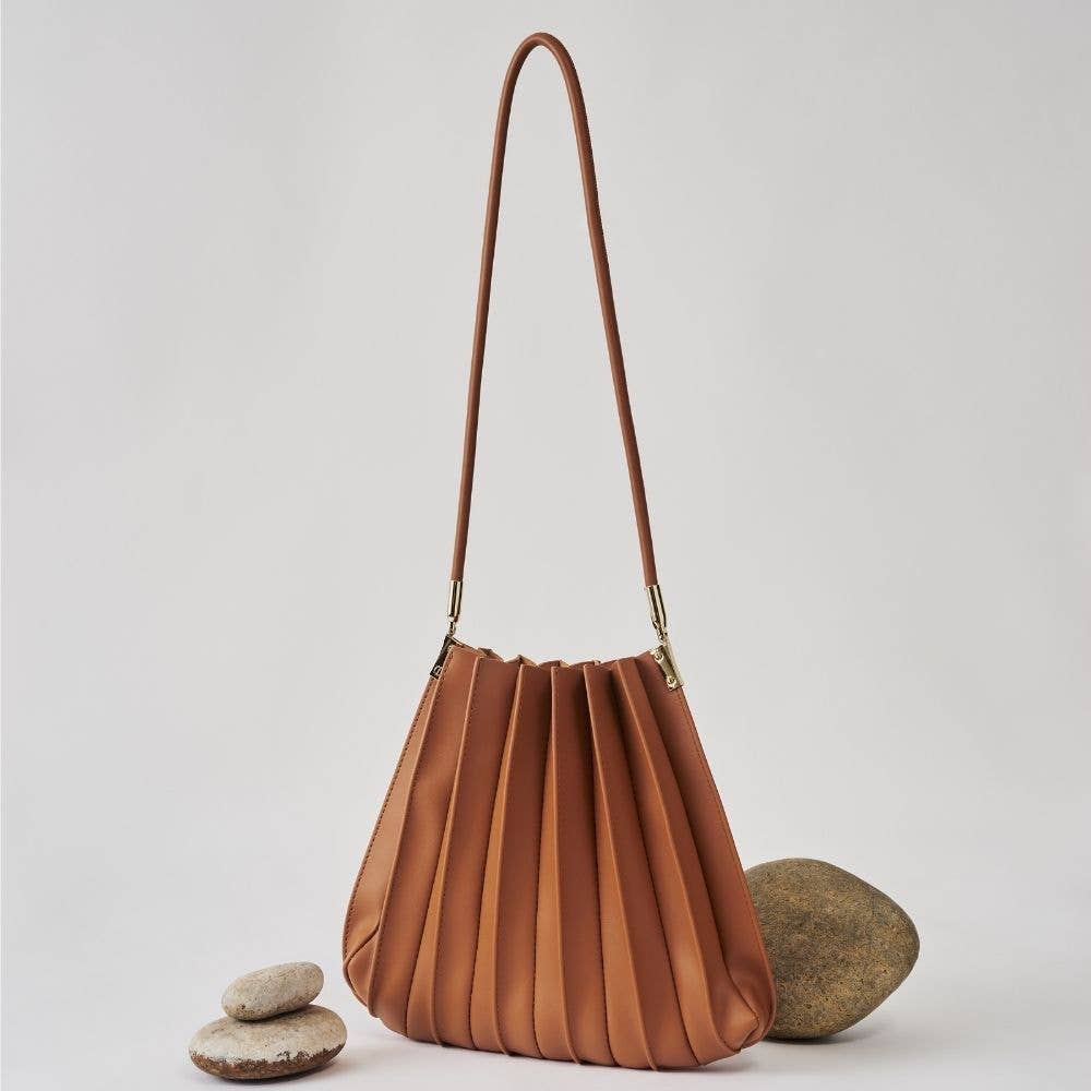 Carrie Saddle Pleated Vegan Shoulder Bag - Cloth + Cabin