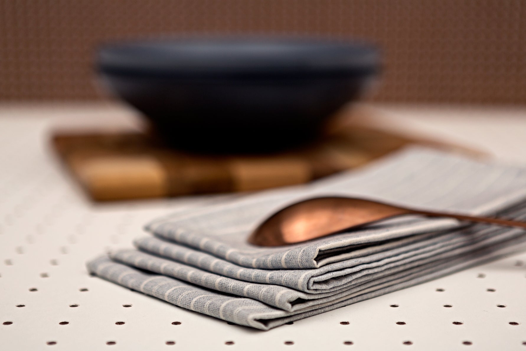 Grey Striped Cotton Napkins / Set of 4 - Cloth + Cabin
