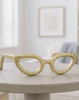 Gold Metal Abstract Cat Eye Glasses Sculpture - Cloth + Cabin