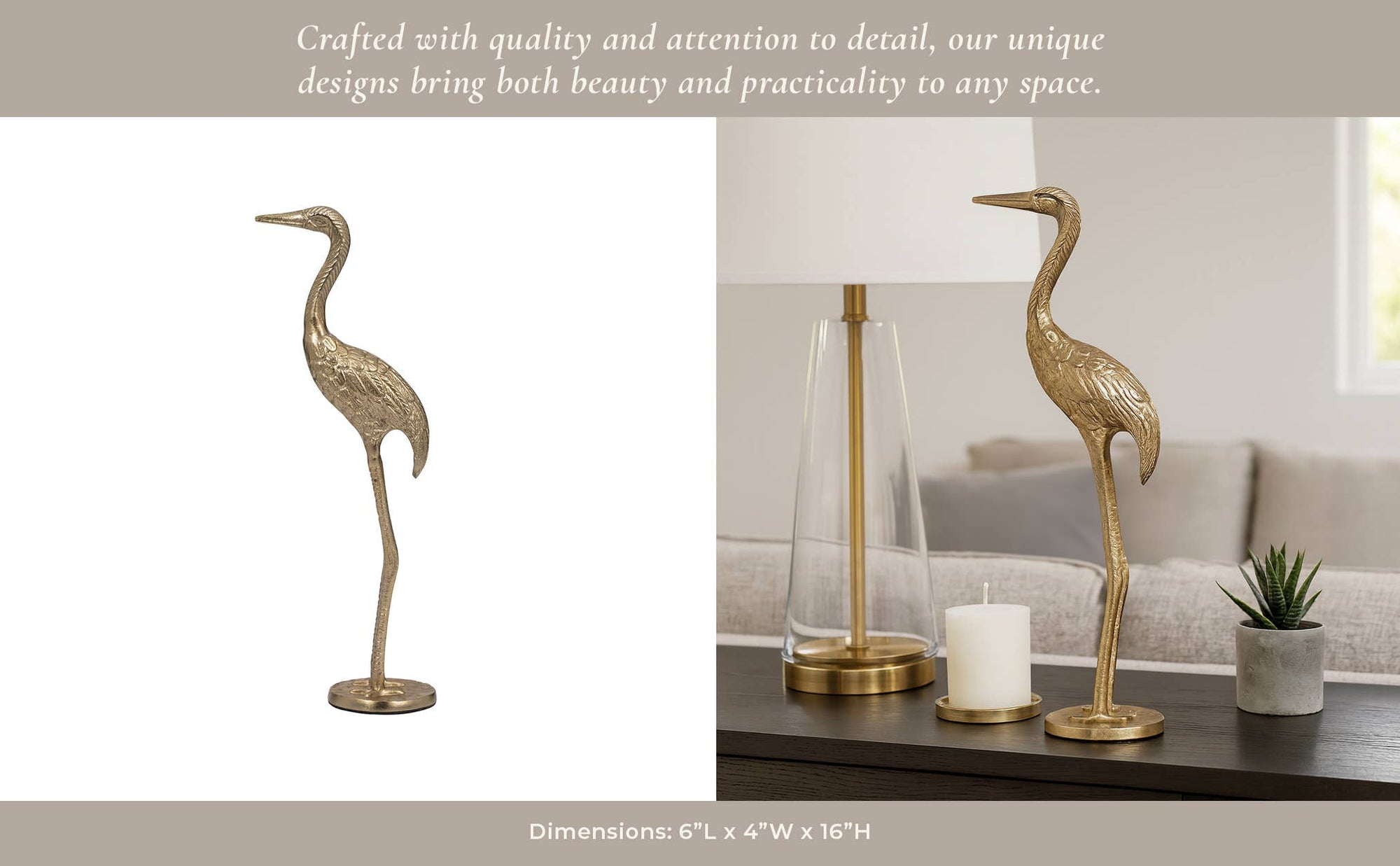 Gold Crane Gleaming Figurine - Cloth + Cabin