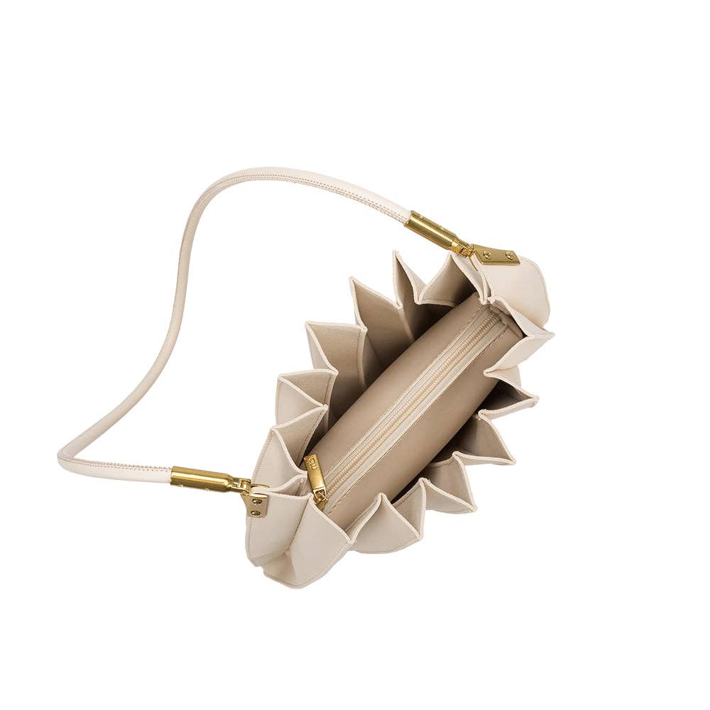 Carrie Ivory Pleated Vegan Shoulder Bag - Cloth + Cabin