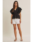 Zoie Swiss Dot Lace Peplum Blouse