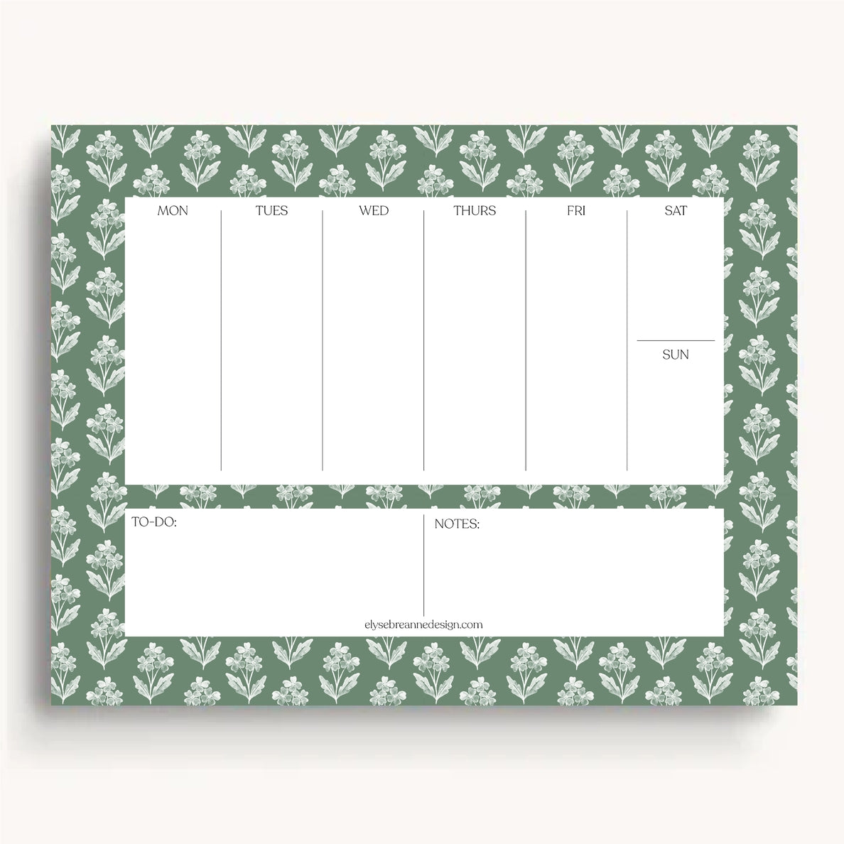 Forget Me Nots Sage Weekly Planner Notepad - Cloth + Cabin