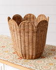 Scalloped Edge Rattan Round Basket