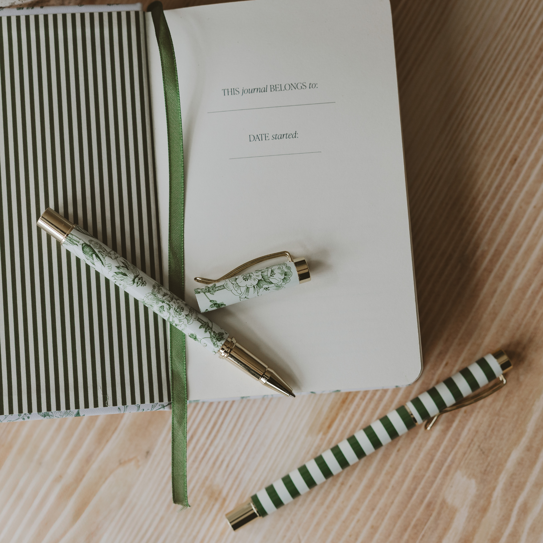 Green Floral Metal Pen Set - Cloth + Cabin