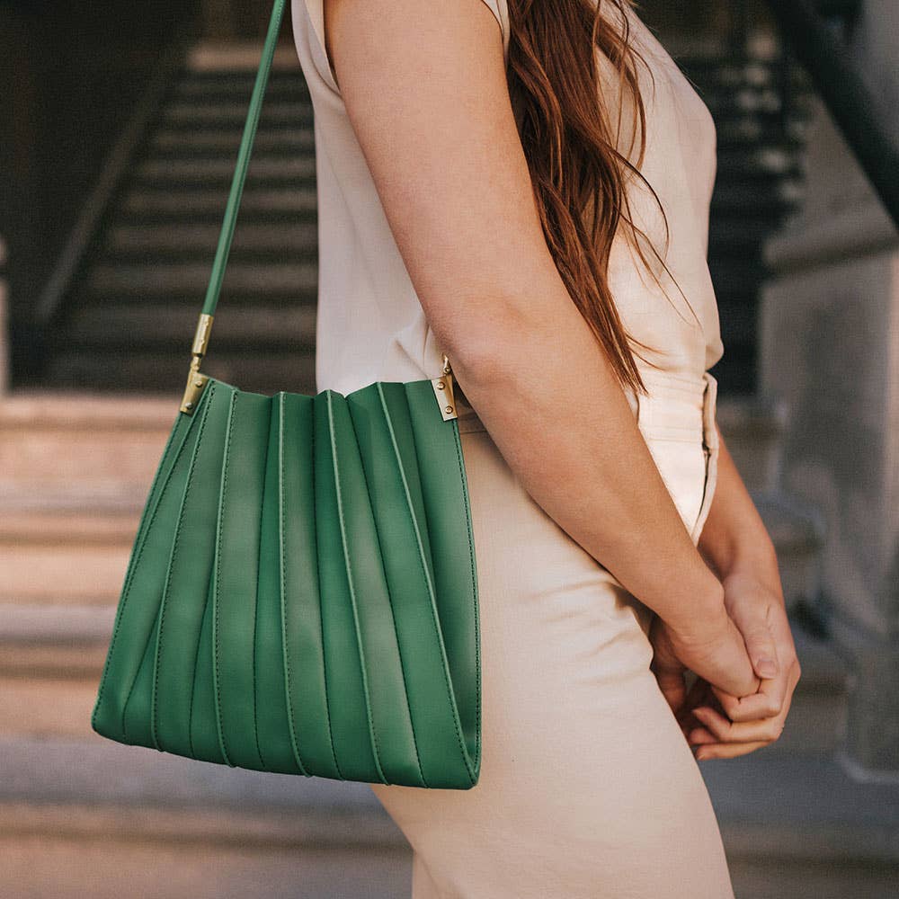 Carrie Ivory Pleated Vegan Shoulder Bag - Cloth + Cabin