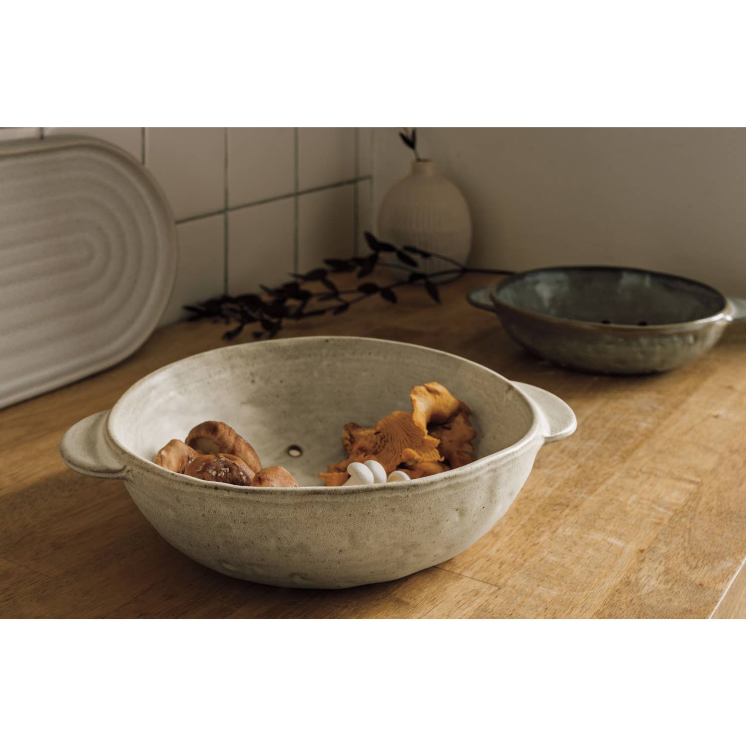 7 Inch Gray Stoneware Fruit Bowl - Cloth + Cabin