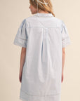 LACE TRIM SHORT SLEEVE TUNIC DRESS MDR4659 - Cloth + Cabin
