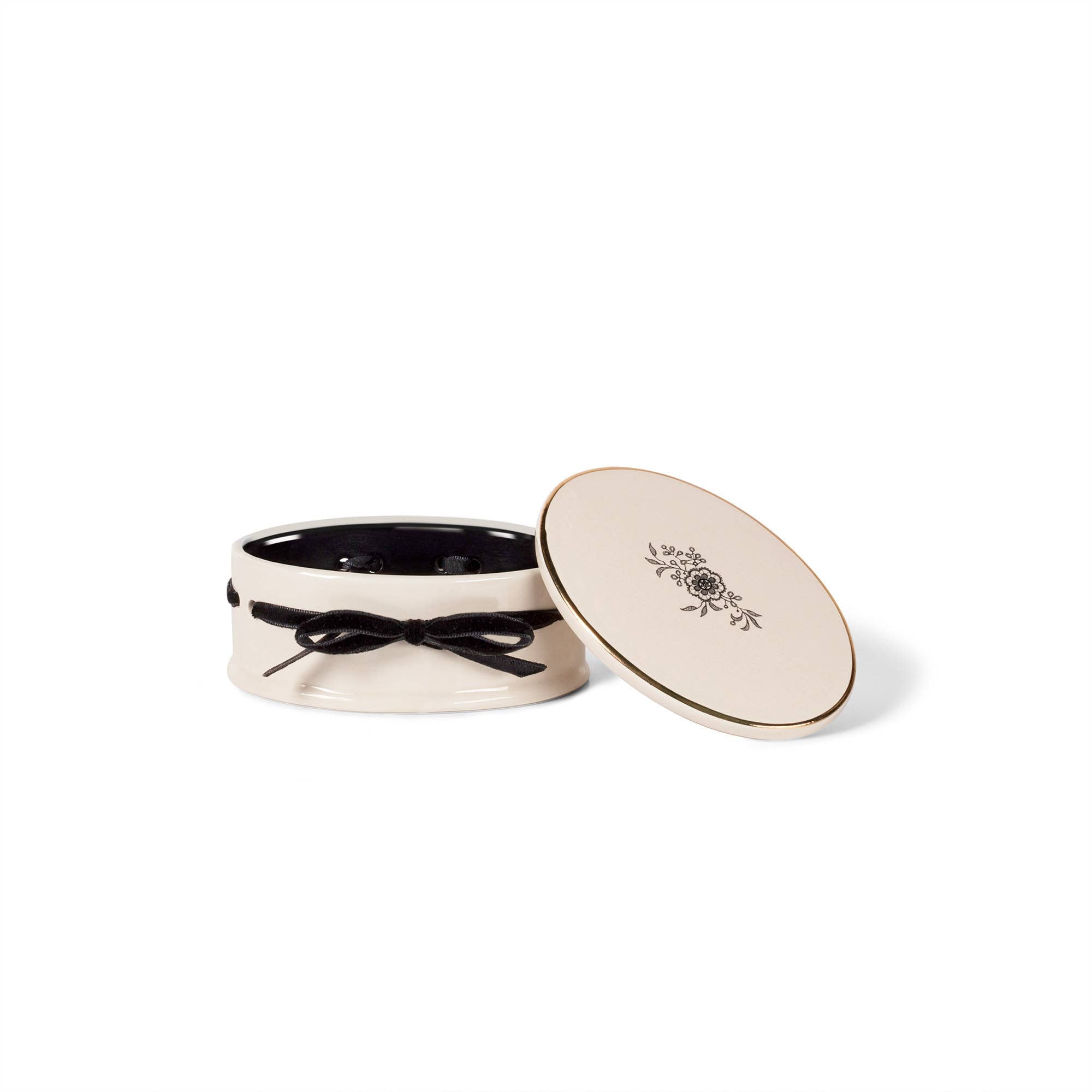Noir Oval Trinket Box with Woven Ribbon - Cloth + Cabin