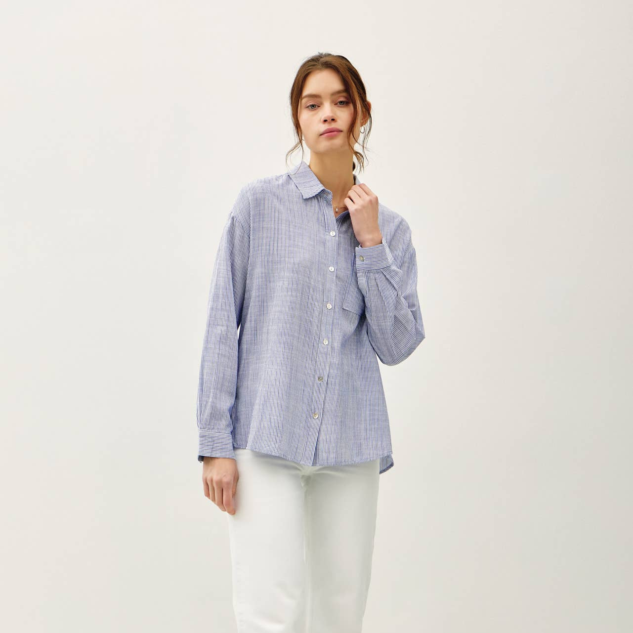 Aleah Pinstripe Button Down Shirt - Cloth + Cabin