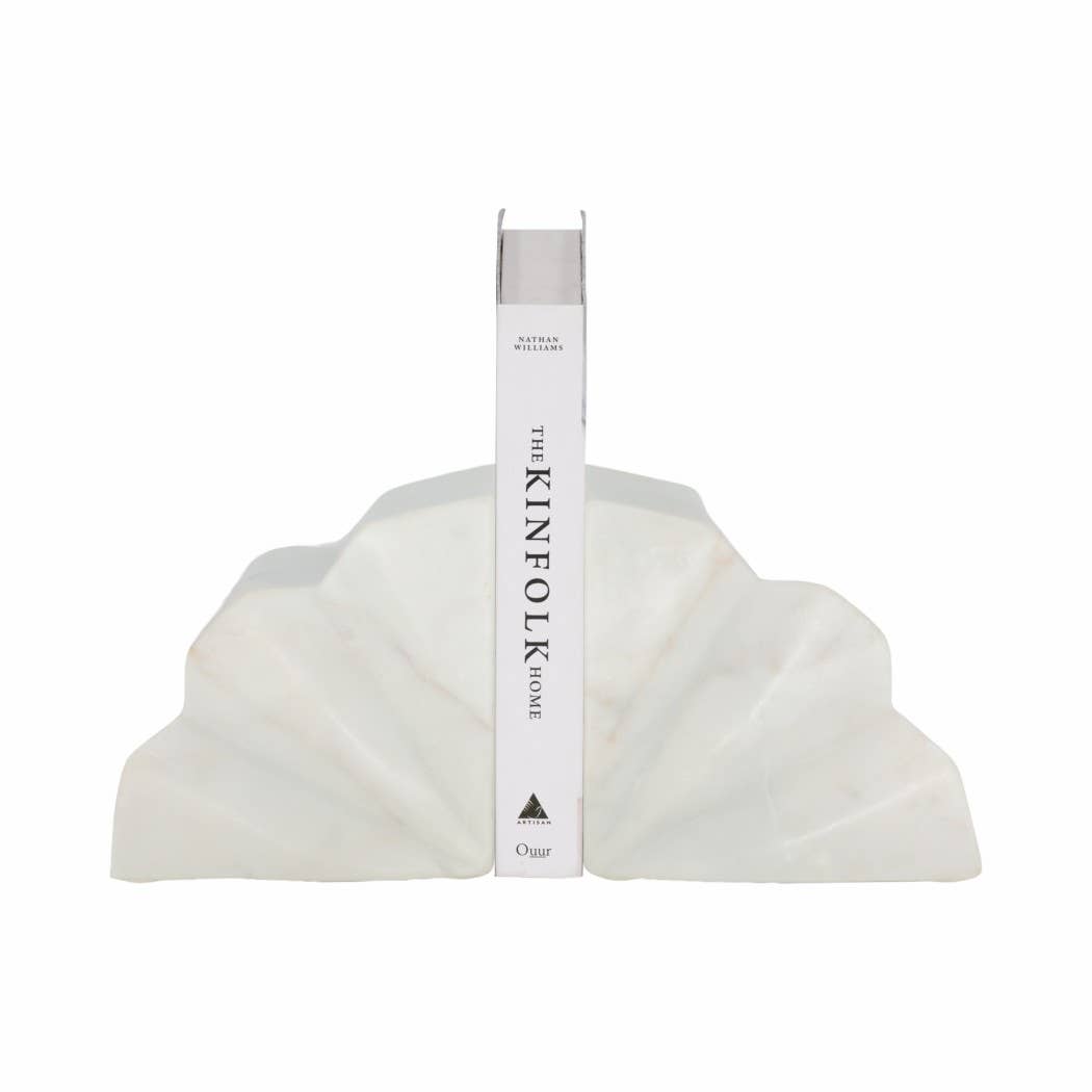 Marble Fluted Bookends / Set of 2 - Cloth + Cabin
