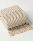 Beige Waffle Stripe Throw Blanket - Cloth + Cabin