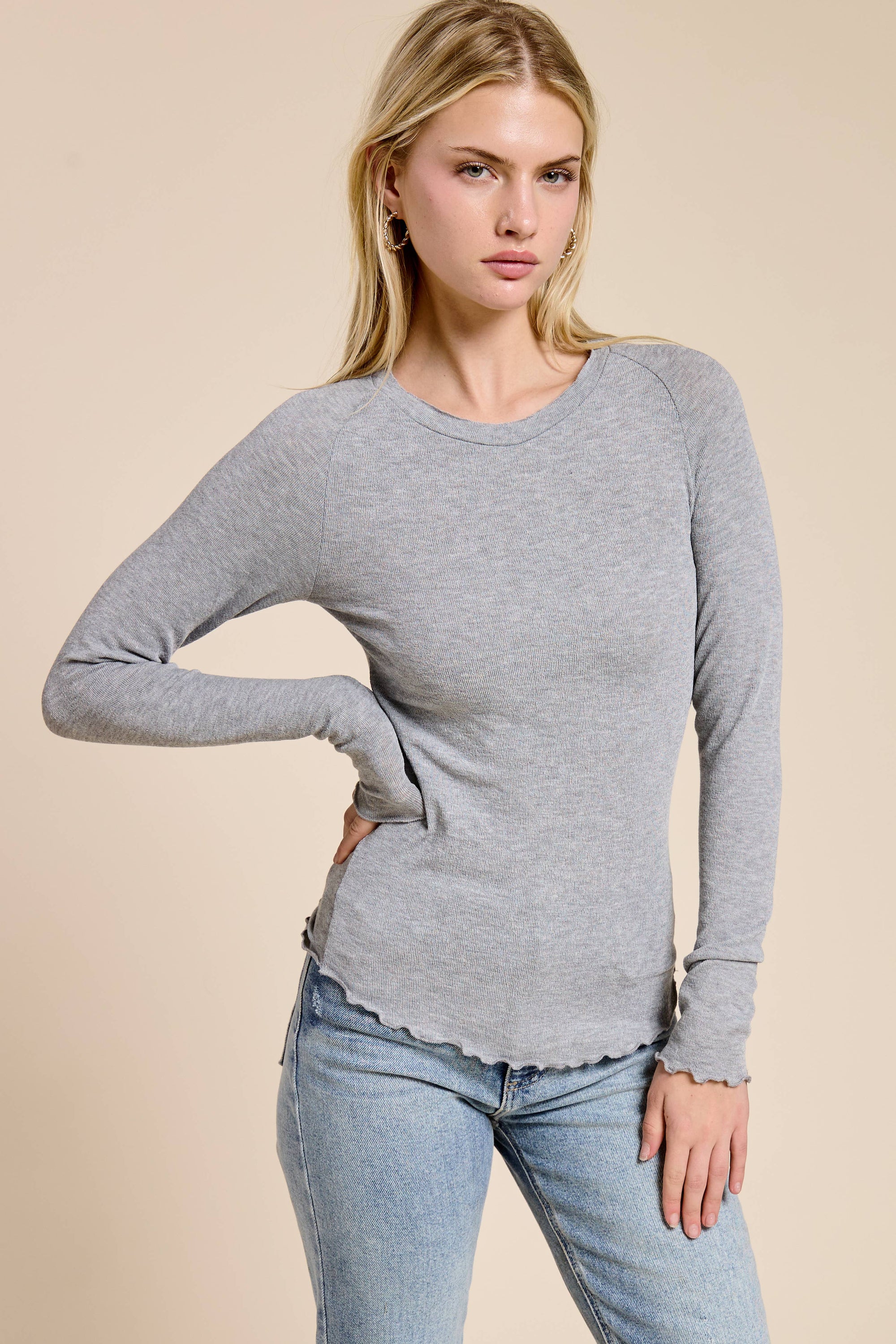 Madeleine Ribbed Long Sleeve Top - Cloth + Cabin