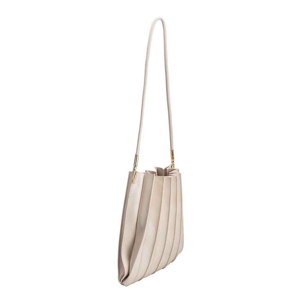 Carrie Pleated Vegan Bag- Bone - Cloth + Cabin