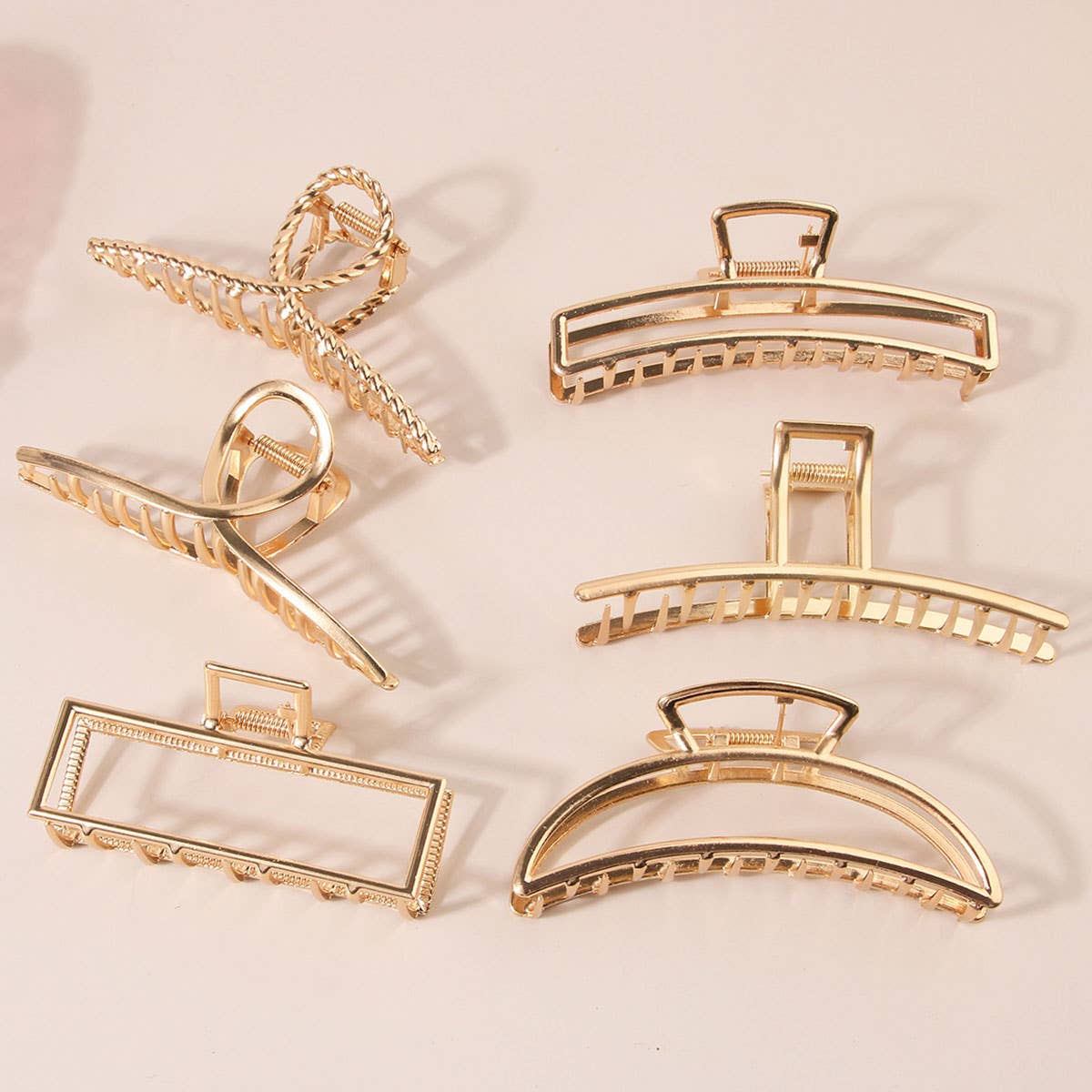 6-Pack Gold Tone Metal Hair Claws, Strong Hold_CWABE0199 - Cloth + Cabin